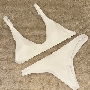 White Textured Bikini Set